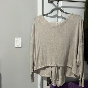 Express crewneck longsleeve set beige color